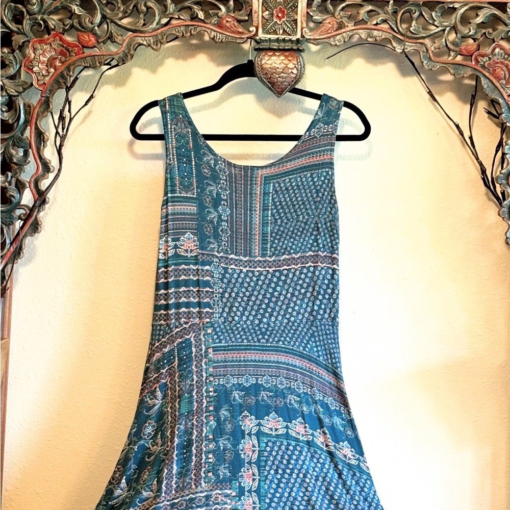 Salaam Teal Sleeveless Dress Medium with Pockets H4005